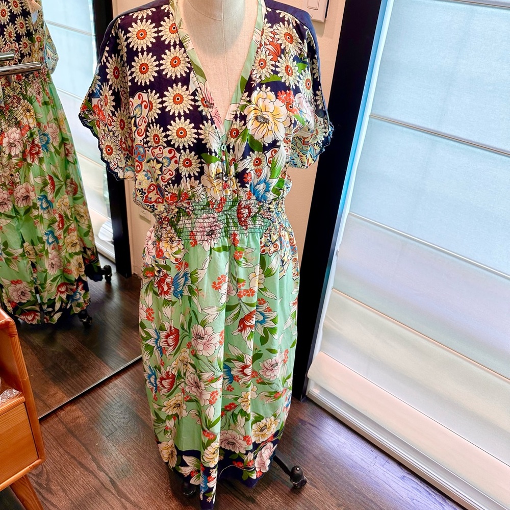 NWT Johnny Was Silk Floral Dress M